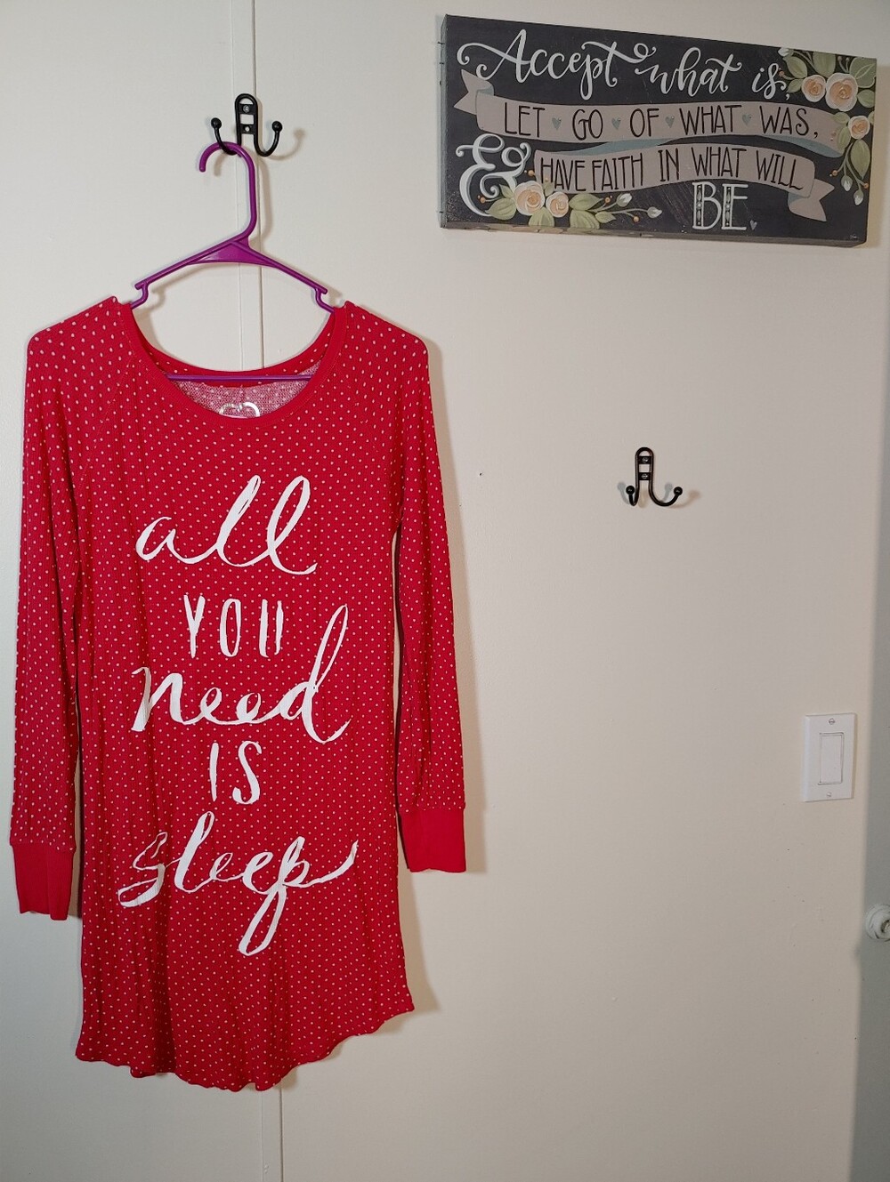 NWOT Live Love Dream XS Thermal Knit Long Sleeve Nightshirt